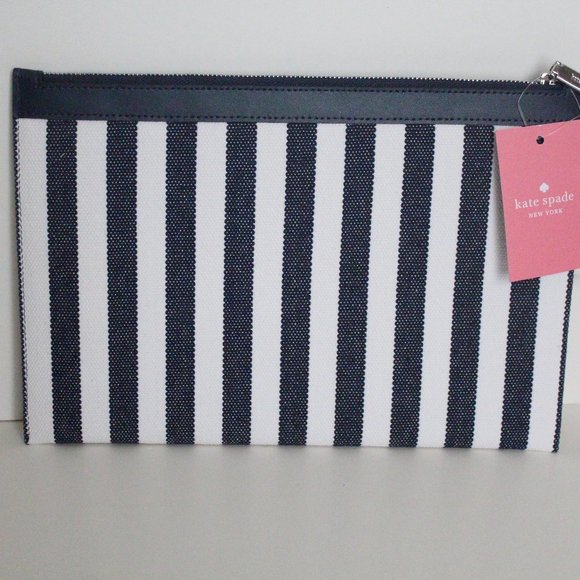 NWT Kate Spade street tote large zip pouch Navy/white - Picture 8 of 9